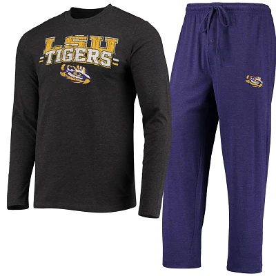 Concepts Sport /Heathered Charcoal LSU Tigers Meter Long Sleeve T-Shirt  Pants Sleep Set