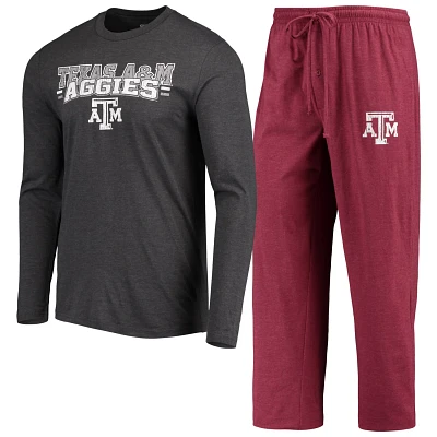 Concepts Sport /Heathered Charcoal Texas AM Aggies Meter Long Sleeve T-Shirt  Pants Sleep Set
