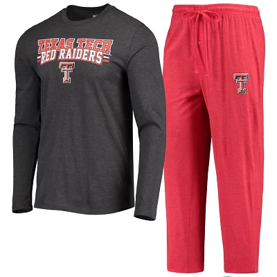 Concepts Sport /Heathered Charcoal Texas Tech Raiders Meter Long Sleeve T-Shirt  Pants Sleep Set                                