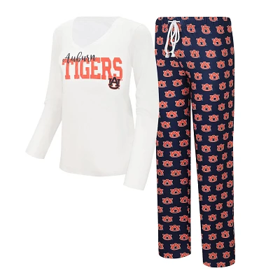 Concepts Sport /Navy Auburn Tigers Long Sleeve V-Neck T-Shirt  Gauge Pants Sleep Set                                            