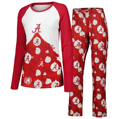 Concepts Sport Alabama Tide Tinsel Ugly Sweater Long Sleeve T-Shirt  Pants Sleep Set