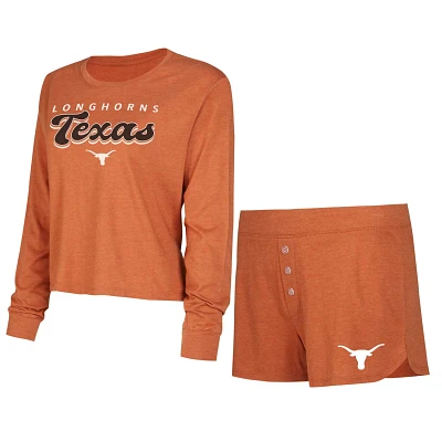 Concepts Sport Burnt Texas Longhorns Team Color Long Sleeve T-Shirt  Shorts Set