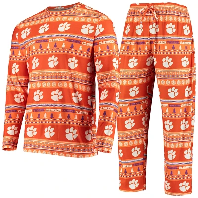 Concepts Sport Clemson Tigers Ugly Sweater Knit Long Sleeve Top and Pant Set