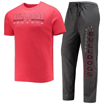 Concepts Sport Heathered Charcoal/ Georgia Bulldogs Meter T-Shirt  Pants Sleep Set