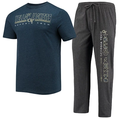 Concepts Sport Heathered Charcoal/ Georgia Tech Yellow Jackets Meter T-Shirt  Pants Sleep Set