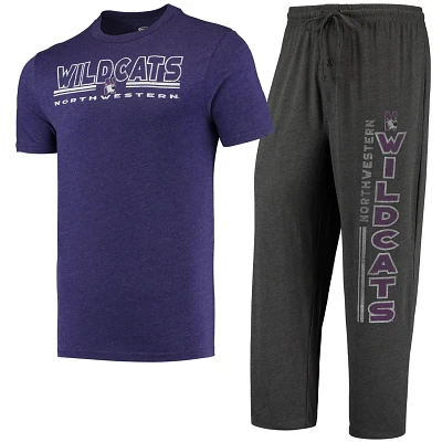 Concepts Sport Heathered Charcoal/ Northwestern Wildcats Meter T-Shirt  Pants Sleep Set