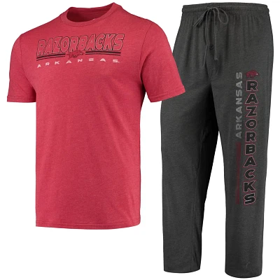 Concepts Sport Heathered Charcoal/Cardinal Arkansas Razorbacks Meter T-Shirt  Pants Sleep Set