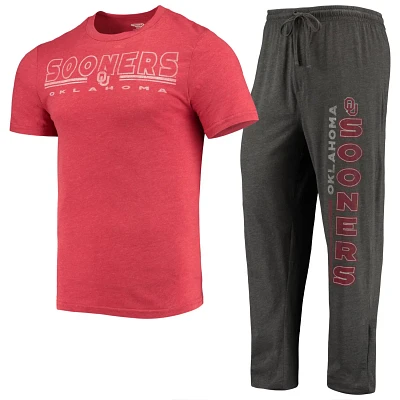Concepts Sport Heathered Charcoal/Crimson Oklahoma Sooners Meter T-Shirt  Pants Sleep Set