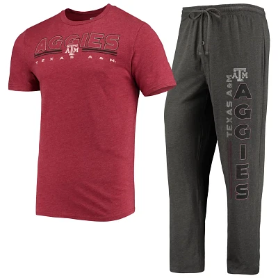 Concepts Sport Heathered Charcoal/Maroon Texas AM Aggies Meter T-Shirt  Pants Sleep Set