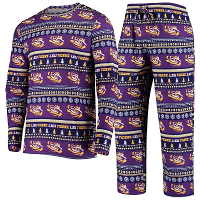 Concepts Sport LSU Tigers Ugly Sweater Knit Long Sleeve Top and Pant Set