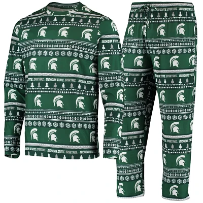 Concepts Sport Michigan State Spartans Ugly Sweater Knit Long Sleeve Top and Pant Set