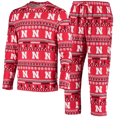 Concepts Sport Nebraska Huskers Ugly Sweater Knit Long Sleeve Top and Pant Set