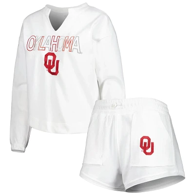 Concepts Sport Oklahoma Sooners Sunray Notch Neck Long Sleeve T-Shirt  Shorts Set                                               