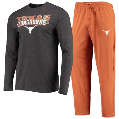 Concepts Sport Texas /Heathered Charcoal Longhorns Meter Long Sleeve T-Shirt  Pants Sleep Set