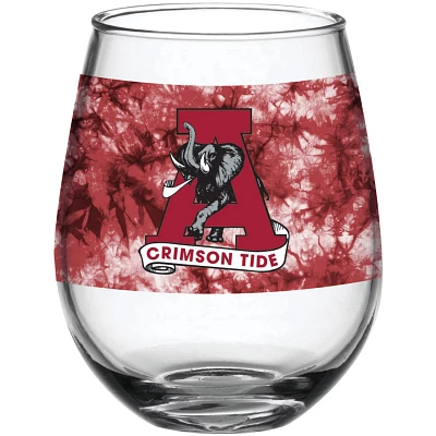 Alabama Crimson Tide 15oz Vintage Tie-Dye Stemless Wine Glass                                                                   