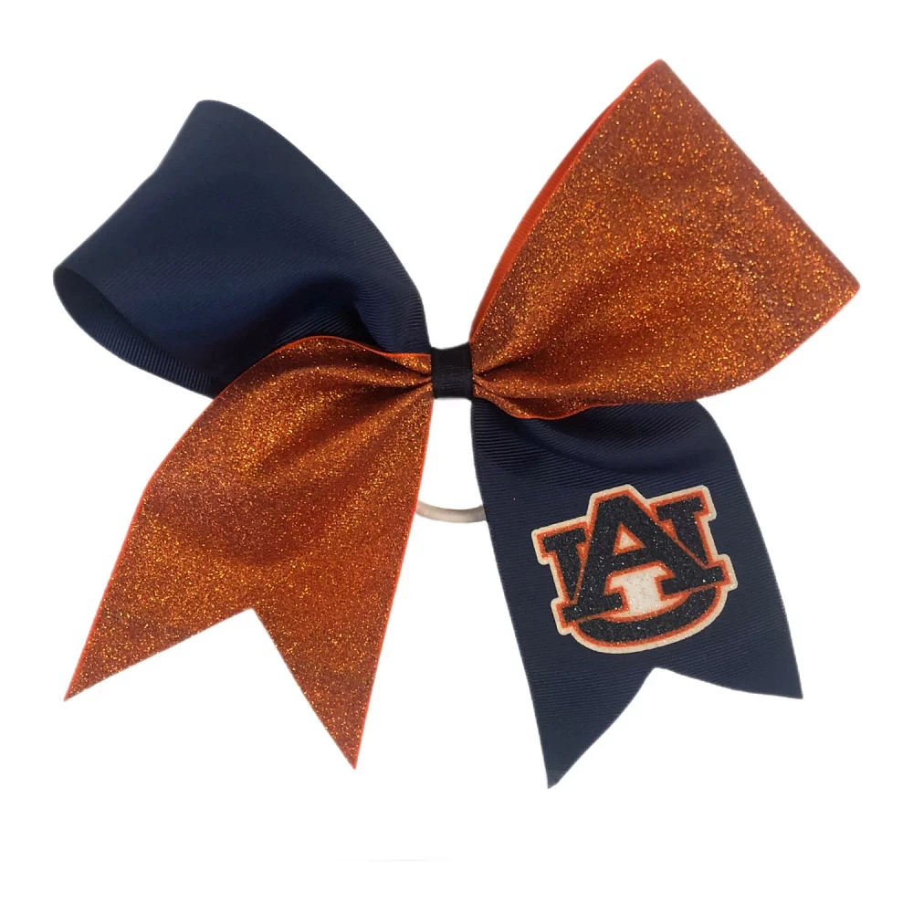 Auburn Tigers Jumbo Glitter Bow with Ponytail Holder                                                                            