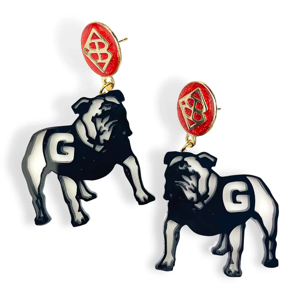 Brianna Cannon Georgia Bulldogs Large Mascot Earrings                                                                           