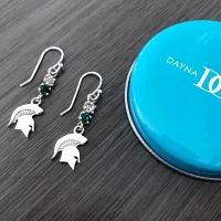 Dayna Designs Michigan State Spartans Dangle Crystal Earrings                                                                   