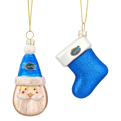 Florida Gators Two-Pack Santa  Stocking Blown Glass Ornament Set                                                                