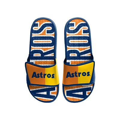 FOCO Houston Astros Retro Colorblock Logo Gel Slide Sandals                                                                     