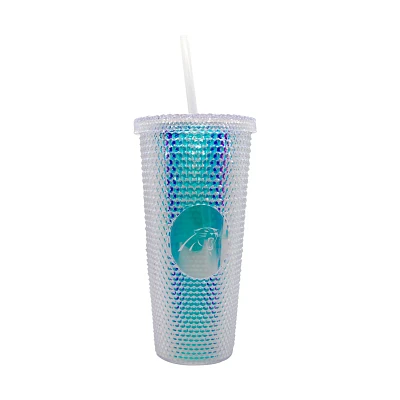 Logo Brands Carolina Panthers Iridescent Studded 24 oz Tumbler                                                                  