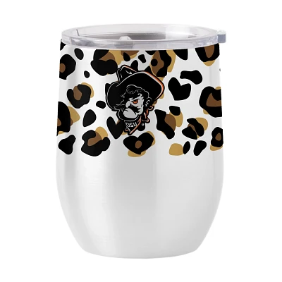 Logo Brands Oklahoma State University 16 oz Neutral Leopard Stainless Curved Beverage Tumbler                                   