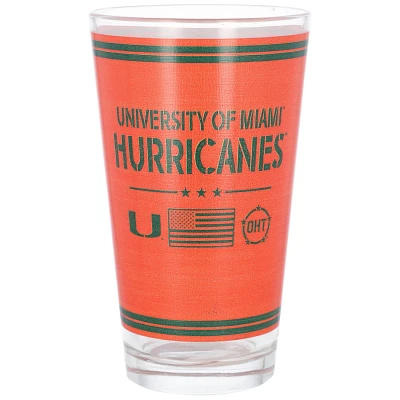 Miami Hurricanes 16oz OHT Military Appreciation Pint Glass                                                                      