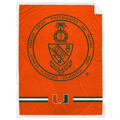 Miami Hurricanes 60'' x 80'' University Seal Flannel Sherpa Blanket                                                             