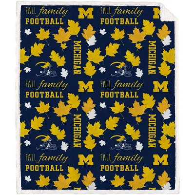 Pegasus Michigan Wolverines 60" x 70" Fall Family  Football Flannel Fleece Sherpa Blanket                                       