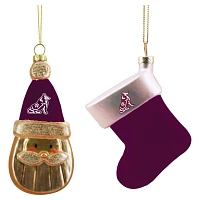 Texas AM Aggies Two-Pack Santa  Stocking Blown Glass Ornament Set                                                               