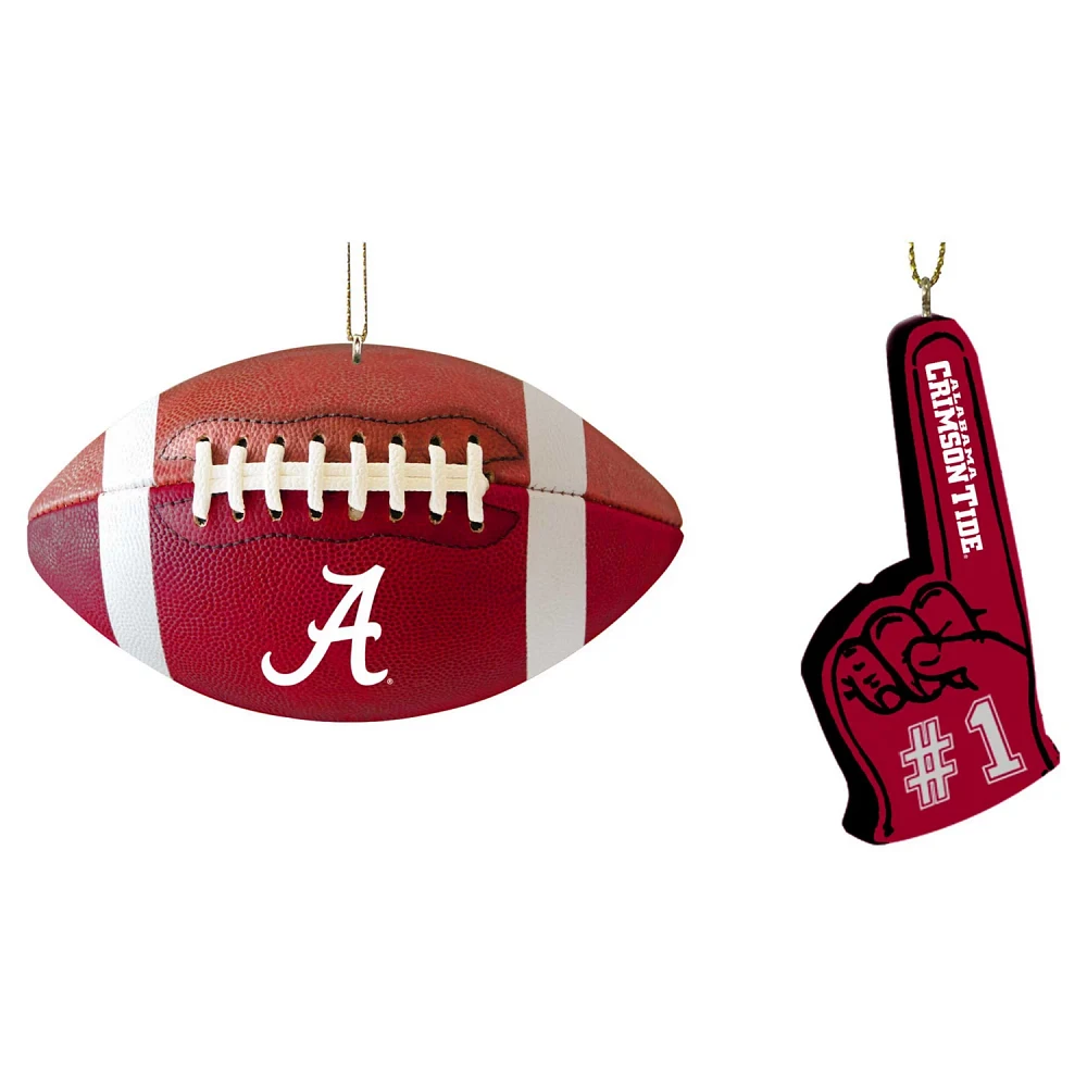 The Memory Company Alabama Crimson Tide Football  Foam Finger Ornament Two-Pack                                                 