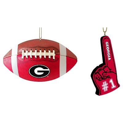 The Memory Company Georgia Bulldogs Football  Foam Finger Ornament Two-Pack                                                     