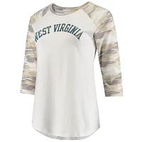 /Camo West Virginia Mountaineers Boyfriend Baseball Raglan 3/4 Sleeve T-Shirt                                                   