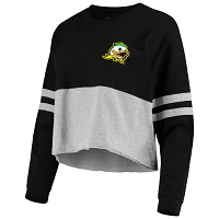 /Heathered Gray Oregon Ducks Cropped Retro Jersey Long Sleeve T-Shirt