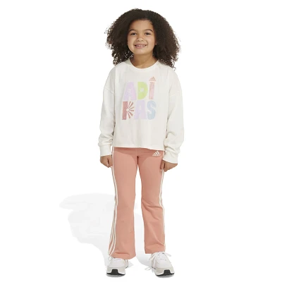 adidas 2-Piece Long Sleeve Graphic T-shirt and Flare Pant Set