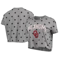 Alternative Apparel Heathered Gray Oklahoma Sooners Headliner Stars Cropped Tri-Blend T-Shirt