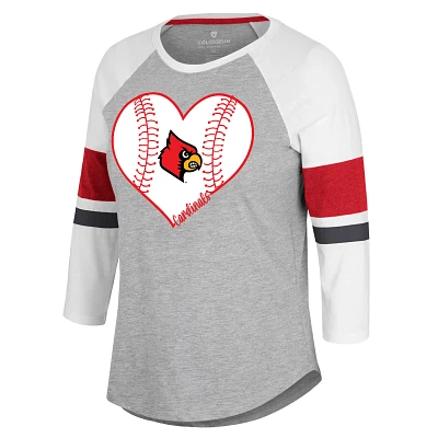 Colosseum Athletics Women's University of Louisville Andie 3/4 Sleeve Raglan T-shirt