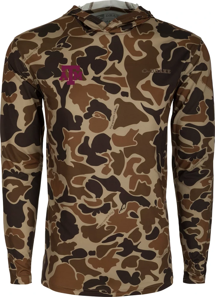 Drake Waterfowl Men's Texas A&M University Performance Camo Hooded Long Sleeve Shirt