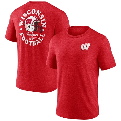 Fanatics Branded Heather Wisconsin Badgers Old-School Bold Tri-Blend T-Shirt