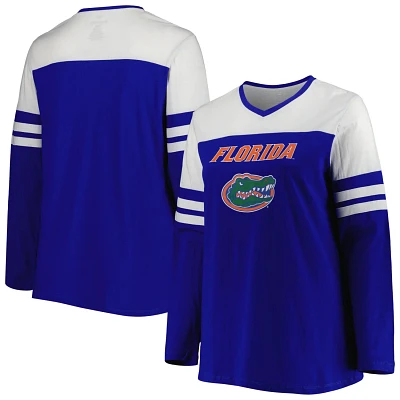 Florida Gators Plus Size Long Sleeve Stripe V-Neck T-Shirt                                                                      