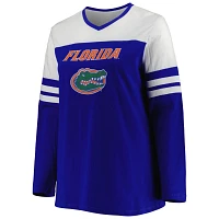 Florida Gators Plus Size Long Sleeve Stripe V-Neck T-Shirt                                                                      