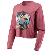 Florida State Seminoles Palm Trees Sunset Long Sleeve Crop Top                                                                  