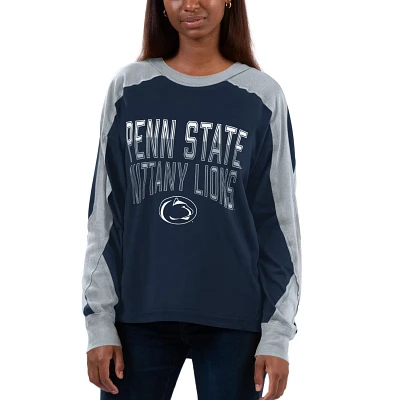 G-III 4Her by Carl Banks /Gray Penn State Nittany Lions Smash Oversized Long Sleeve T-Shirt                                     