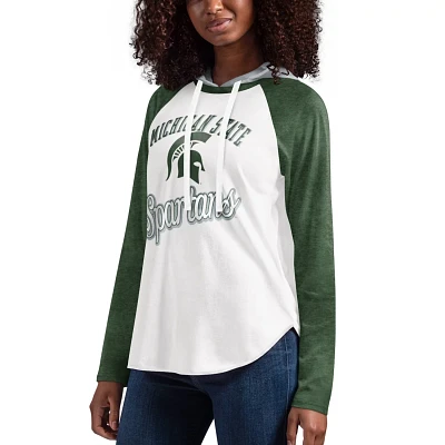 G-III 4Her by Carl Banks /Green Michigan State Spartans From the Sideline Raglan Long Sleeve Hoodie T-Shirt
