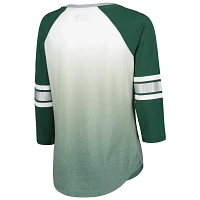 G-III 4Her by Carl Banks /Green Michigan State Spartans Lead Off Ombre Raglan 3/4-Sleeve V-Neck T-Shirt