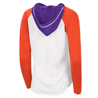 G-III 4Her by Carl Banks /Heathered Orange Clemson Tigers From the Sideline Raglan Hoodie Long Sleeve T-Shirt                   