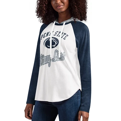 G-III 4Her by Carl Banks /Navy Penn State Nittany Lions From the Sideline Raglan Long Sleeve Hoodie T-Shirt
