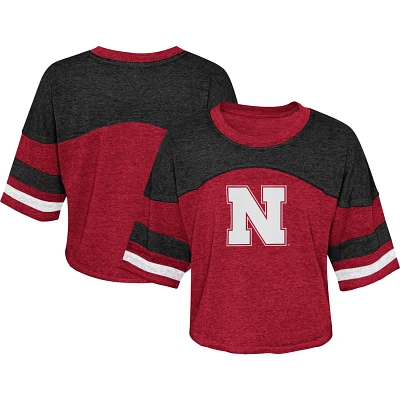 Girls Youth Nebraska Huskers Sunday Friday Sleeve Stripe Jersey T-Shirt