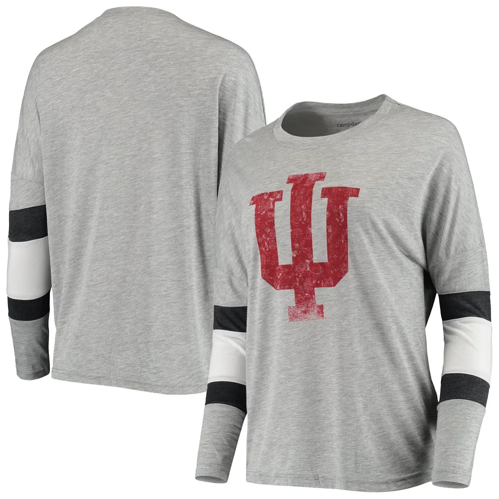 Heathered Gray Indiana Hoosiers Swell Stripe Long Sleeve T-Shirt                                                                