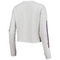 League Collegiate Wear Heathered Gray LSU Tigers Clothesline Cotton Midi Crop Long Sleeve T-Shirt